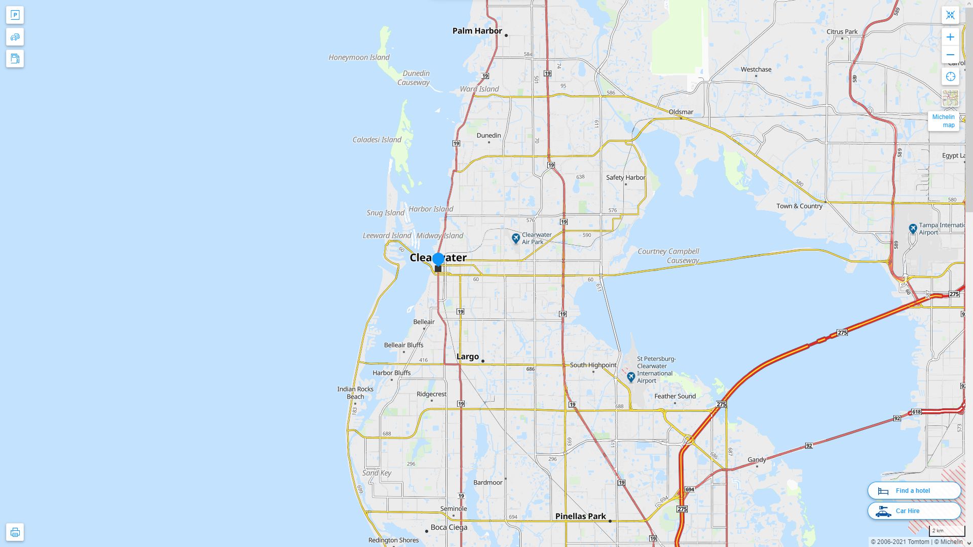 Clearwater Florida Highway and Road Map